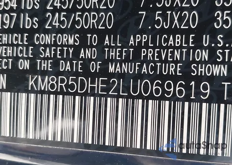 2020 Hyundai Palisade Limited из США, поврежденный, VIN KM8R5DHE2LU069619